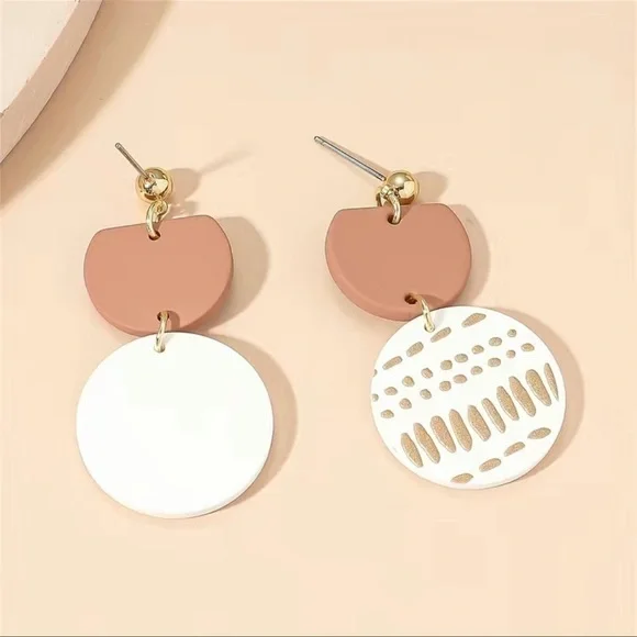 Ripple Print Round Dangle Earrings Acrylic - Picture 4 of 7